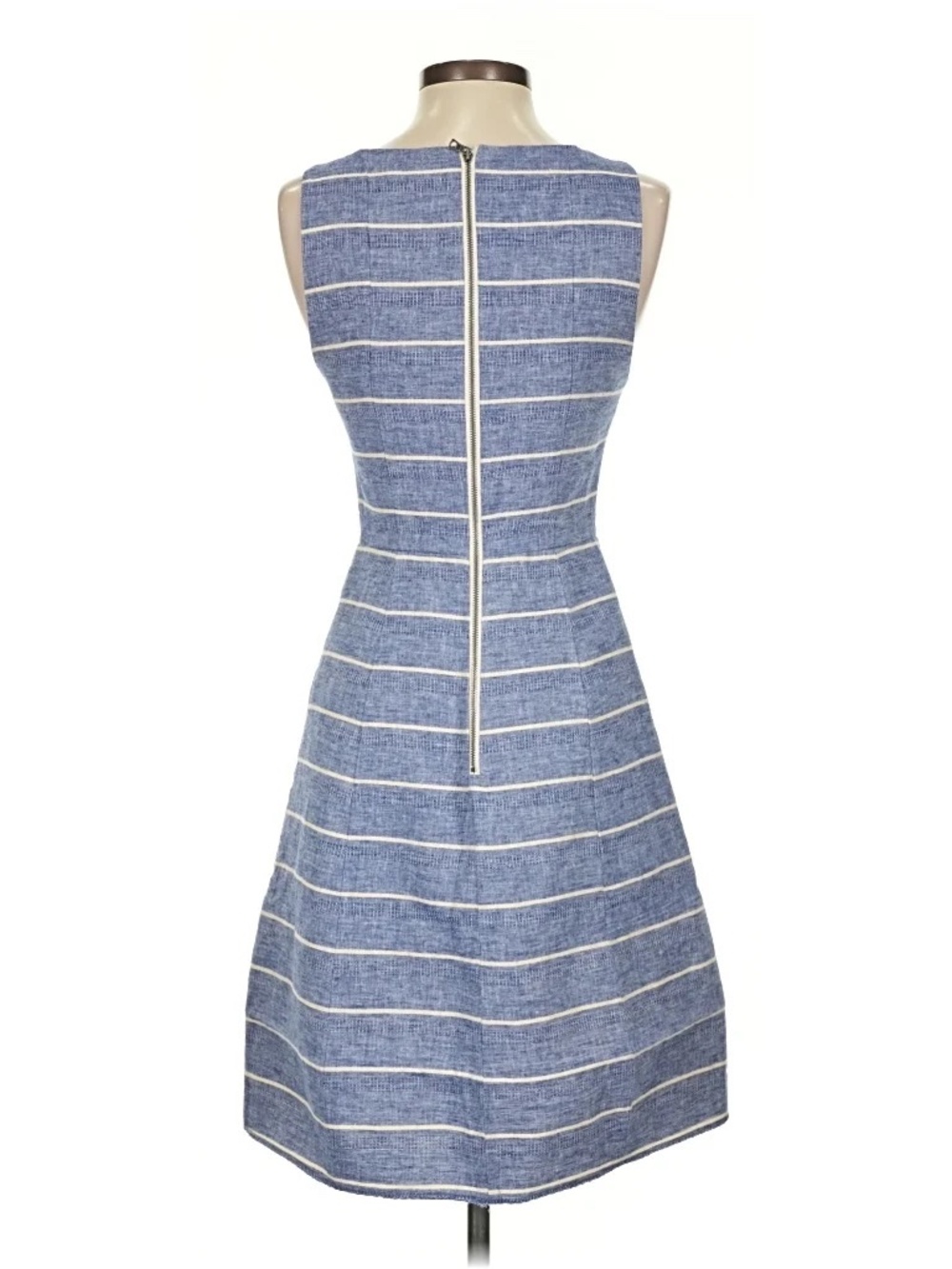 Alice & Olivia Blue & White Linen A-line Dress Women's Size 4 - Picture 8 of 9